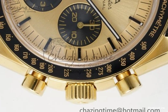 0421 TimelessDesign Speedmaster Moonwatch in Moonshine Gold YG RMF Best Edition YG Dial on Black Rubber Strap Manual Chrono 7834